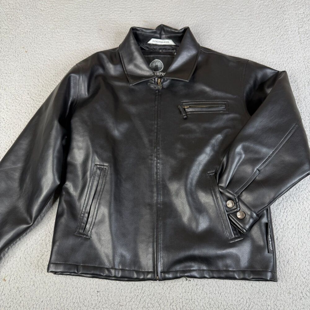 WEATHERPROOF Faux Leather Jacket Women 14-16 Full Zip Moto Quilt Lined Vegan